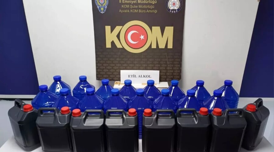 ayvalikta 120 litre etil alkol ele gecirildi AIUkNDYg