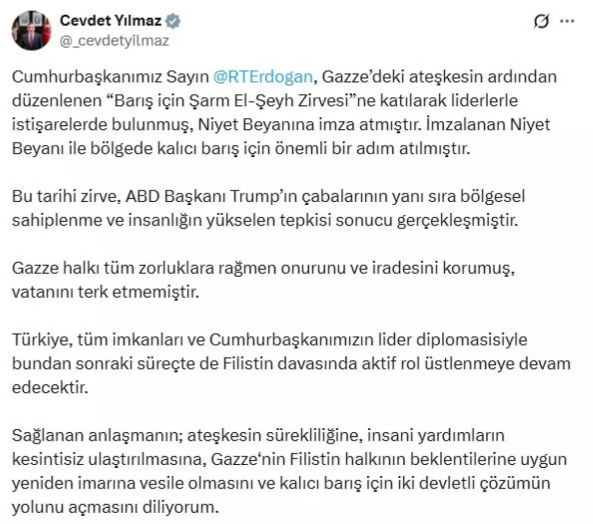 cevdet yilmaz turkiye filistin davasinda aktif rol ustlenecek zy27wCkS.jpg